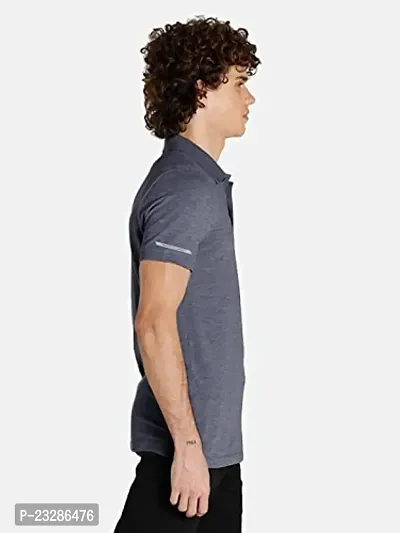 Men Basic Grey Polyester Polo T-Shirt-thumb2