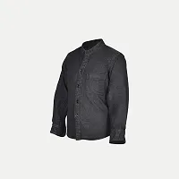 Rad prix Boys Black Denim Shirt with Banded Collar-thumb1