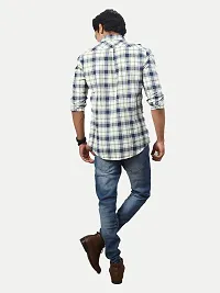 Rad prix Men White Long Sleeves Checked Casual Shirt-thumb3