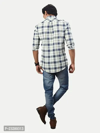 Rad prix Men White Long Sleeves Checked Casual Shirt-thumb4