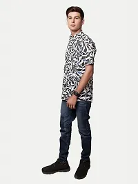 Rad prix Men All-Over Black  White Floral Printed Casual Cotton Shirt-thumb1