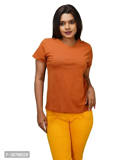 Womens Garment dye knit  Brown Cotton T-shirts