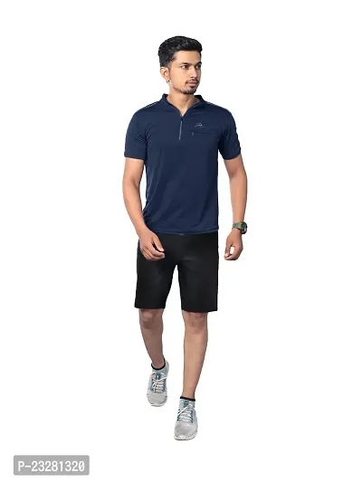 Rad prix Men Solid Active wear tees- Navy Colour-thumb0