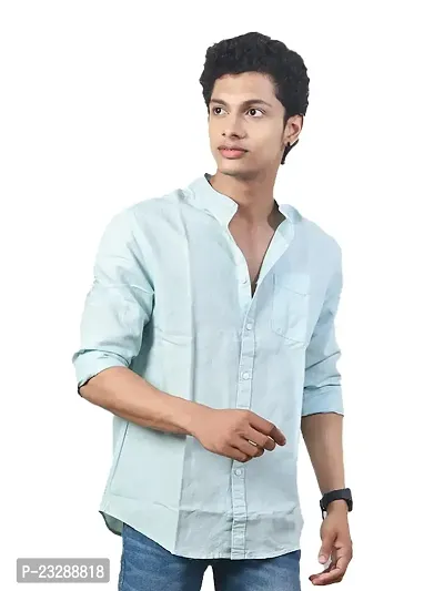 Rad prix Men's Formal Plain Regular Fit Linen Full Sleeves Shirt (Size-S,Sky Blue)-thumb0