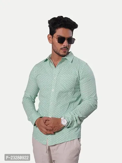 Rad Prix Men Light Green Printed Cotton Casual Shirt-thumb2