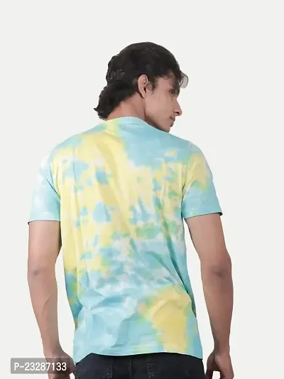 Rad prix Men Tie and Dye Printed Cotton T-Shirt Blue-thumb4