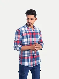 Rad prix Men Blue Checkered Casual Cotton Shirt-thumb2