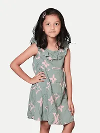 Rad prix Teen Girls Sage-Green Printed Summer Dress-thumb2