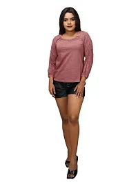 Womens Garment dye knit  Mauve Cotton tops-thumb3