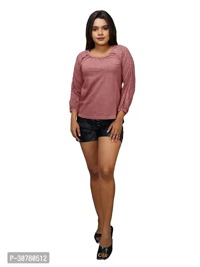 Womens Garment dye knit  Mauve Cotton tops-thumb4