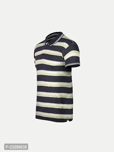 Mens Black Fashion Striped Cotton Polo T-Shirt-thumb2