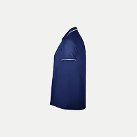 Rad prix Men Navy Blue Cotton Contrast Tipping Polo T-Shirt-thumb2