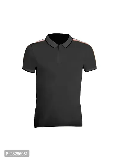 Rad prix Men Black Cotton Contrast Tipping Polo T-Shirt