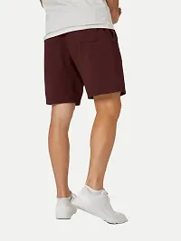 Mens Maroon Solid Knitted Casual Shorts-thumb3