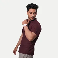 Stylish Maroon Cotton Short Sleeves Casual Shirt for Men-thumb3