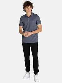 Men Basic Grey Polyester Polo T-Shirt-thumb3