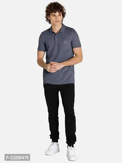 Men Basic Grey Polyester Polo T-Shirt-thumb4