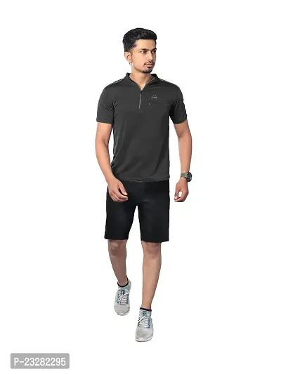 Rad prix Men Solid Active wear tees- Black Colour