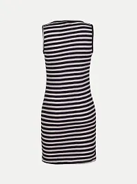 Women Navy Stripe Knitted rib Sleeveless Dress-thumb3