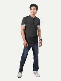 Rad prix Men Men Solid Tees Henley Neck- Olive Colour-thumb2