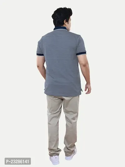 Rad prix Mens Grey Cotton Jacquard Collar Polo T Shirt-thumb4