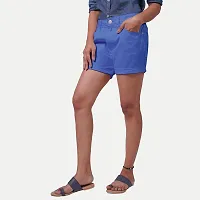 Rad prix Women Blue Solid Woven Shorts-thumb1