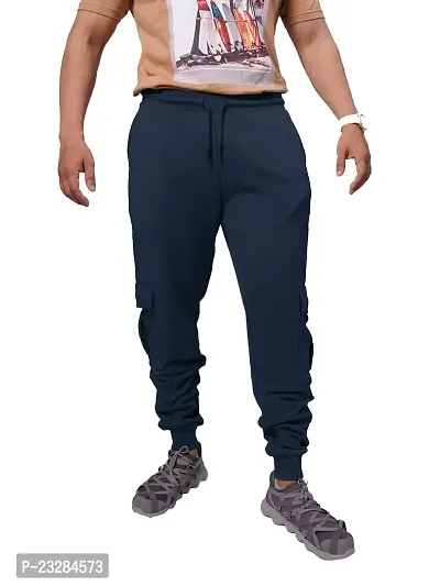 Rad prix Men Cool Dark Blue Cotton Textured Cargo Joggers