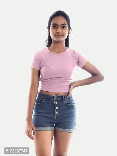 Rad prix Women Pink Cropped T Shirts-thumb0