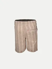 Boys Pin Stripe Beige Cotton  Shorts-thumb3