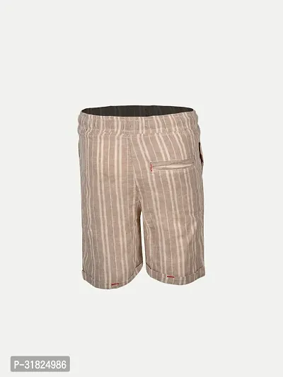 Boys Pin Stripe Beige Cotton  Shorts-thumb4