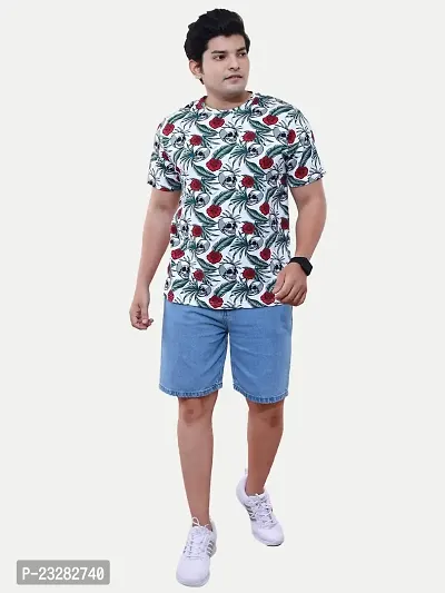 Men All-Over Red Floral Printed Cotton Slim fit T-Shirt-thumb2