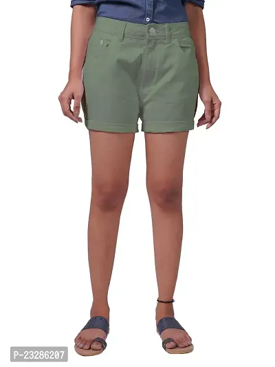 Rad prix Women Green Solid Woven Shorts