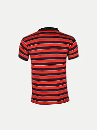 Mens Red Fashion Striped Cotton Polo T-Shirt-thumb3