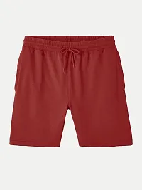 Mens Red Solid Knitted Casual Shorts-thumb4