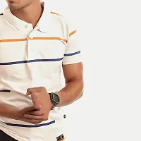 Mens Beige Cotton Fashion Printed Polo T Shirt-thumb2