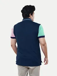 Rad prix Men Navy Blue Contrast Tipping Polo T-Shirt-thumb3
