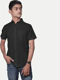 Rad prix Men Solid Black Smart Casual Cotton Shirt-thumb1