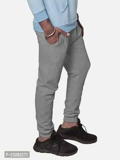 Rad prix Men Solid Grey Cotton Regular Fit Lounge Track Pants-thumb3