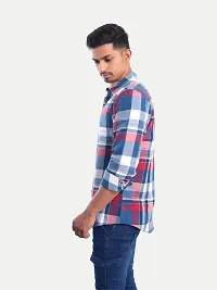 Rad prix Men Blue Checkered Casual Cotton Shirt-thumb1