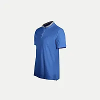 Rad prix Men Blue Cotton Polo Collared T-Shirt-thumb1