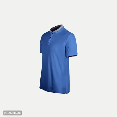 Rad prix Men Blue Cotton Polo Collared T-Shirt-thumb2