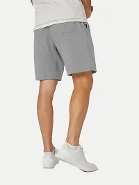 Mens Silver Melange Solid Knitted Casual Shorts-thumb3