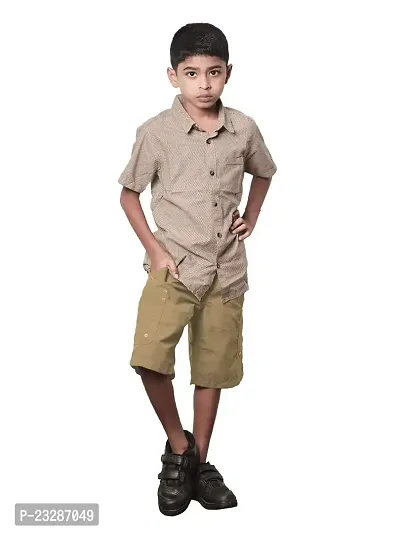 Rad prix Boys Casual Elasticated Printed Shorts - Khaki Colour