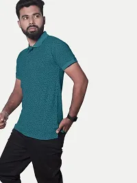 Rad prix Men Teal Ditsy Printed Polo T-Shirt-thumb2