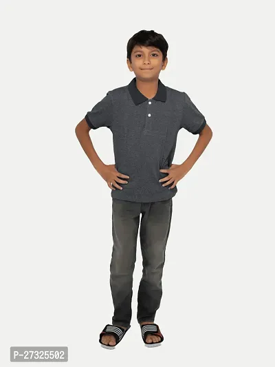 Boys Black Plain Polo-thumb0