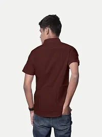 Rad prix Men Solid Brown Smart Casual Cotton Shirt-thumb3