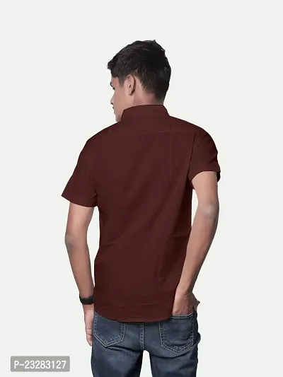 Rad prix Men Solid Brown Smart Casual Cotton Shirt-thumb4