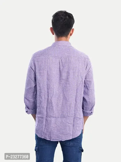 Rad prix Men Violet Gingham Checkered Cotton Casual Shirt-thumb4