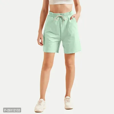 Womens Sea green  Solid  Shorts-thumb0