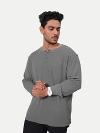 Mens Henley Long Sleeve Tees-Olive Green Colour-thumb1